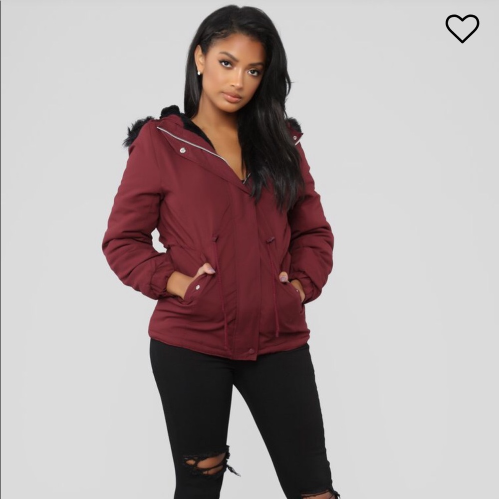 Burgundy Hooded Jacket